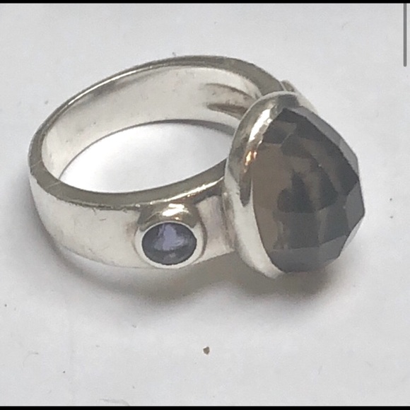 925 FACETED SMOKY QUARTZ RING